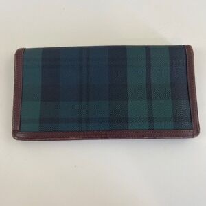 VTG Polo Ralph Lauren Wallet Blackwatch Plaid Tartan Leather Bifold Long‎ Check